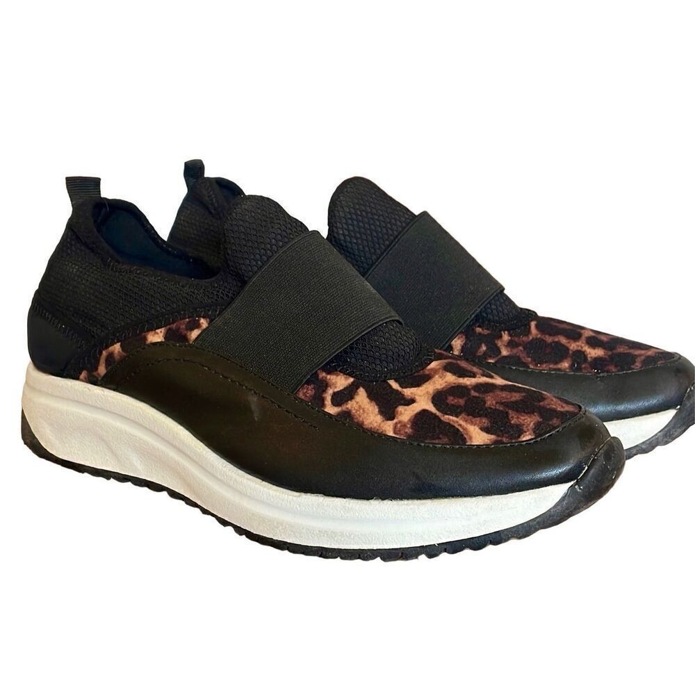 Anne Klein Sport back door leopard slip on sneaker size 9